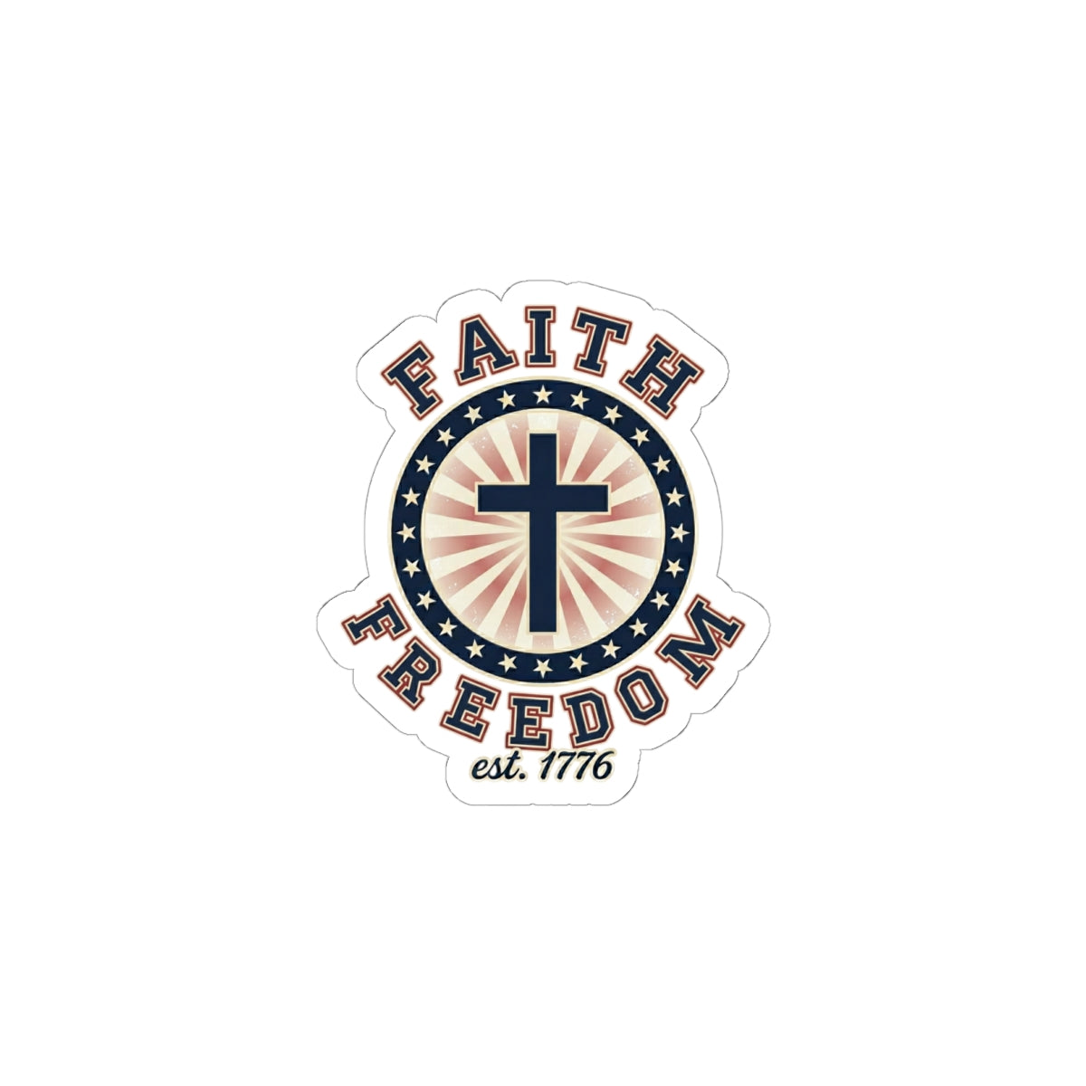 Faith & Freedom Cross Sticker | Patriotic, Faith-Based 4th of July