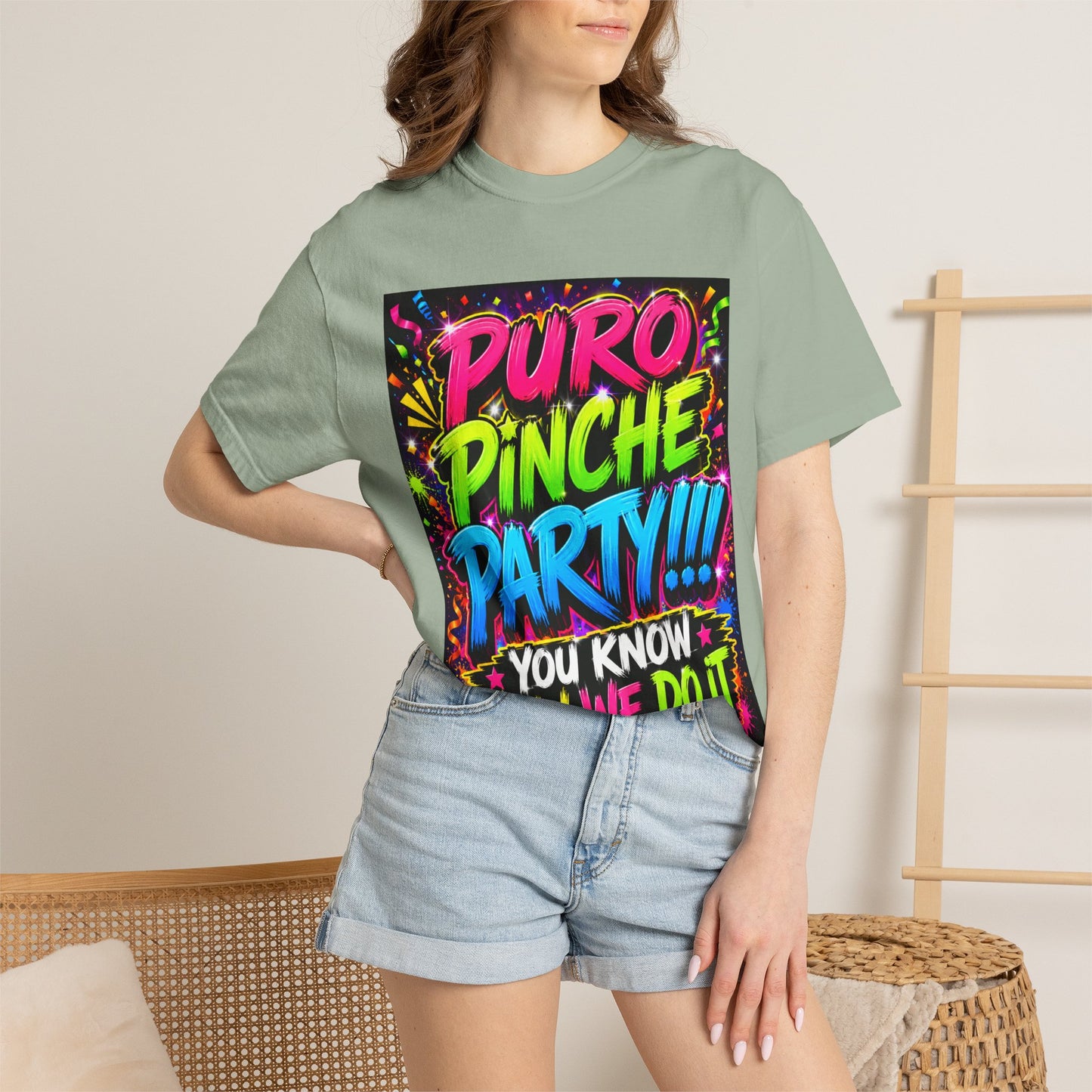 Puro Pinche Party T-Shirt — Neon Fiesta Graphic Tee (You Know How We Do It)