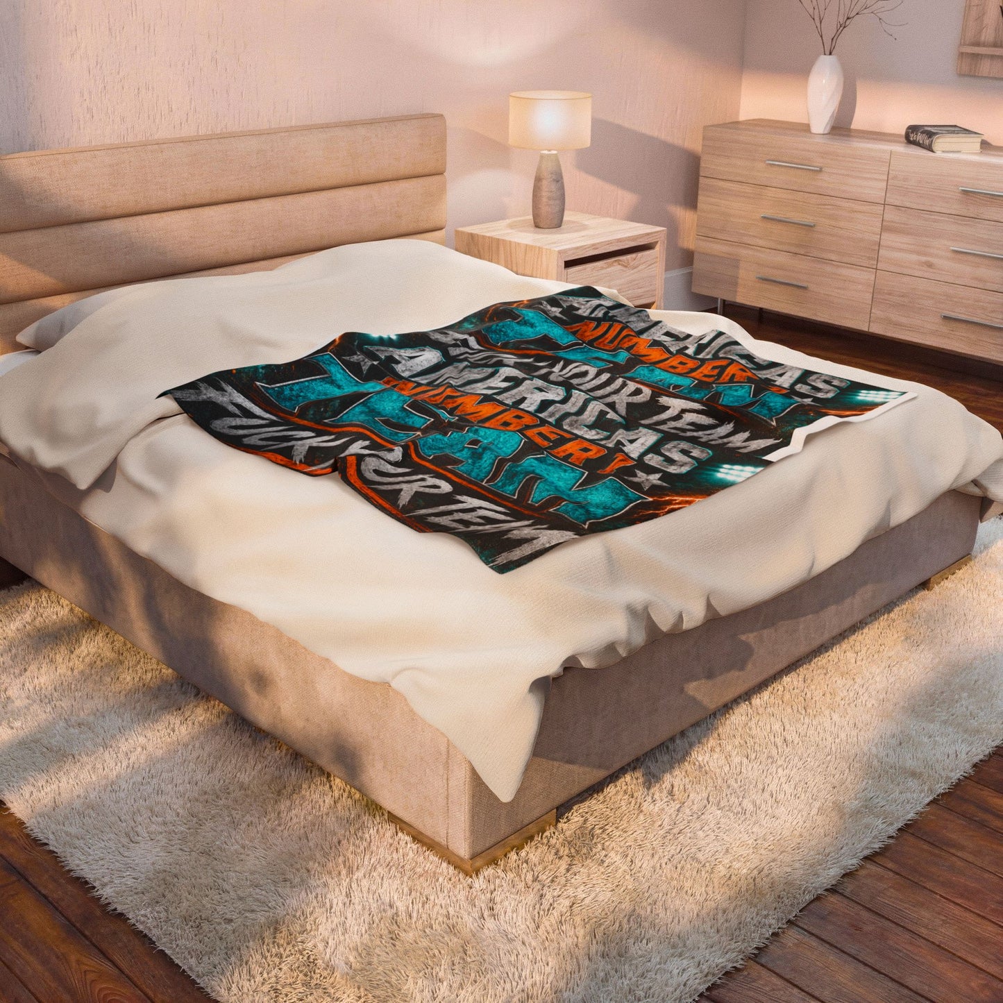 Velveteen Blanket — "America's Number 1 Team / F*** Your Team" Graphic Plush Throw