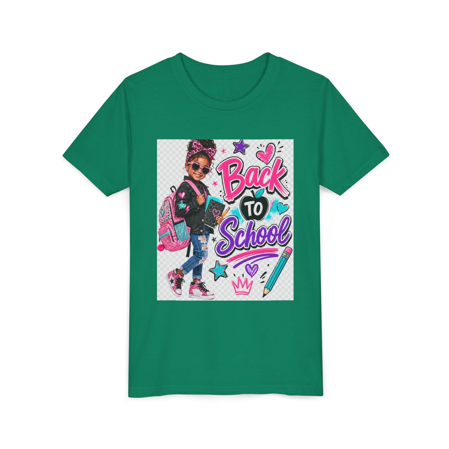 Back to School Kids Tee — Colorful Girl Backpack Design