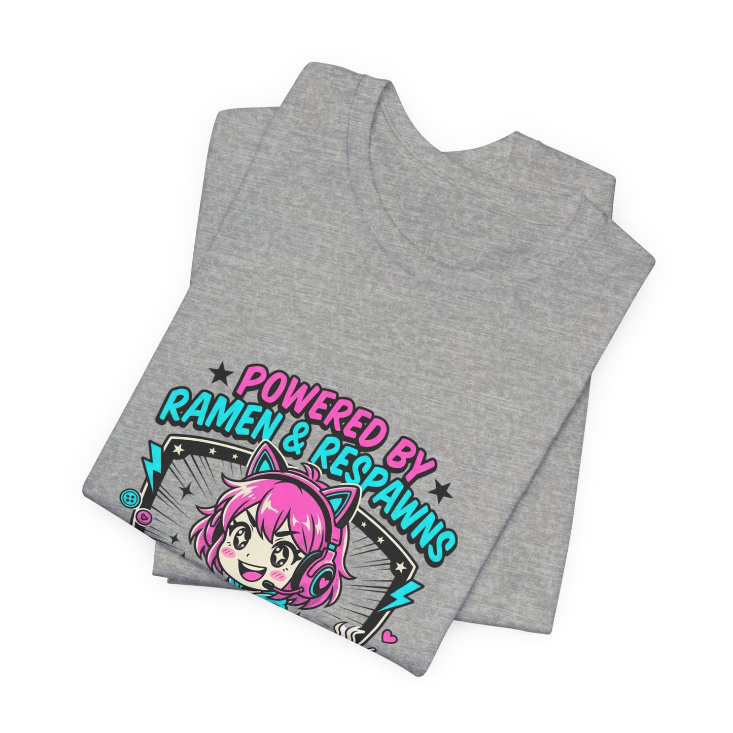 Late Night Anime Gamer Tee | chibi kawaii, manga panel, neon pastel aesthetic