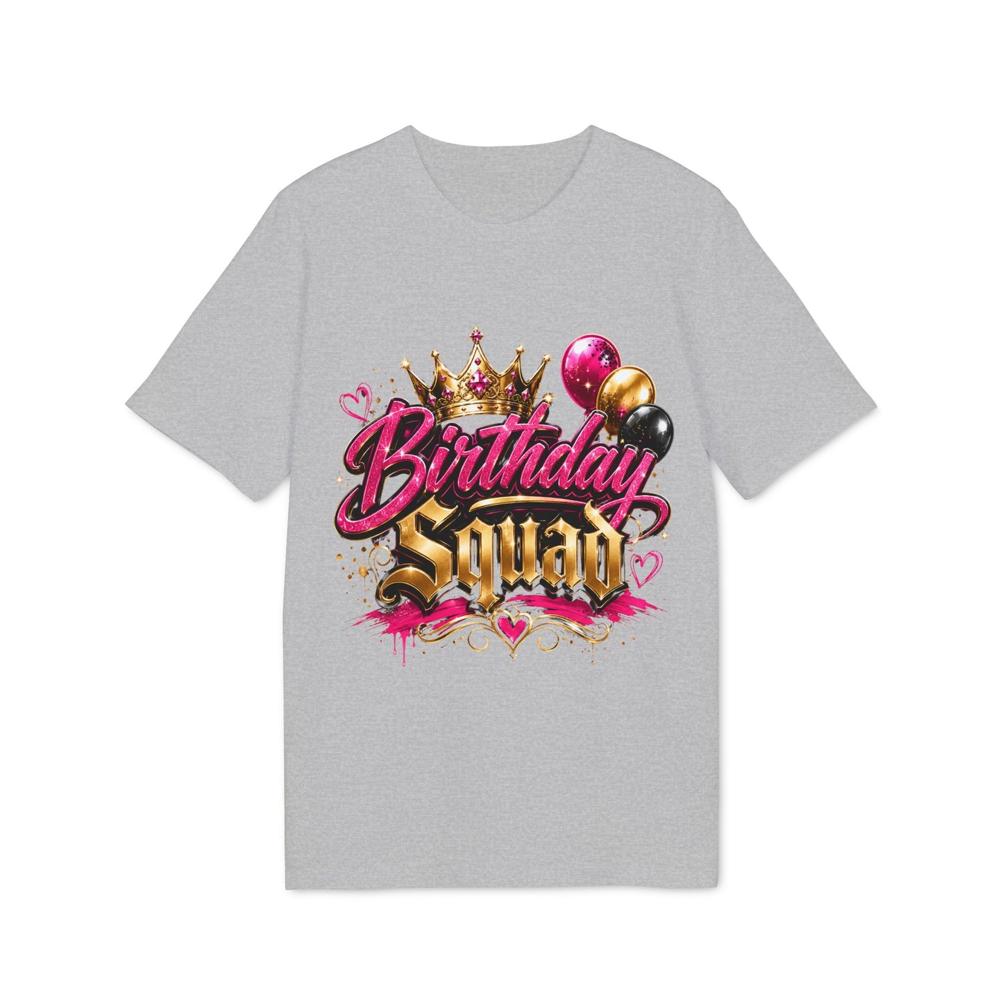 Birthday Squad T-Shirt — Glam Crown & Balloons Party Tee