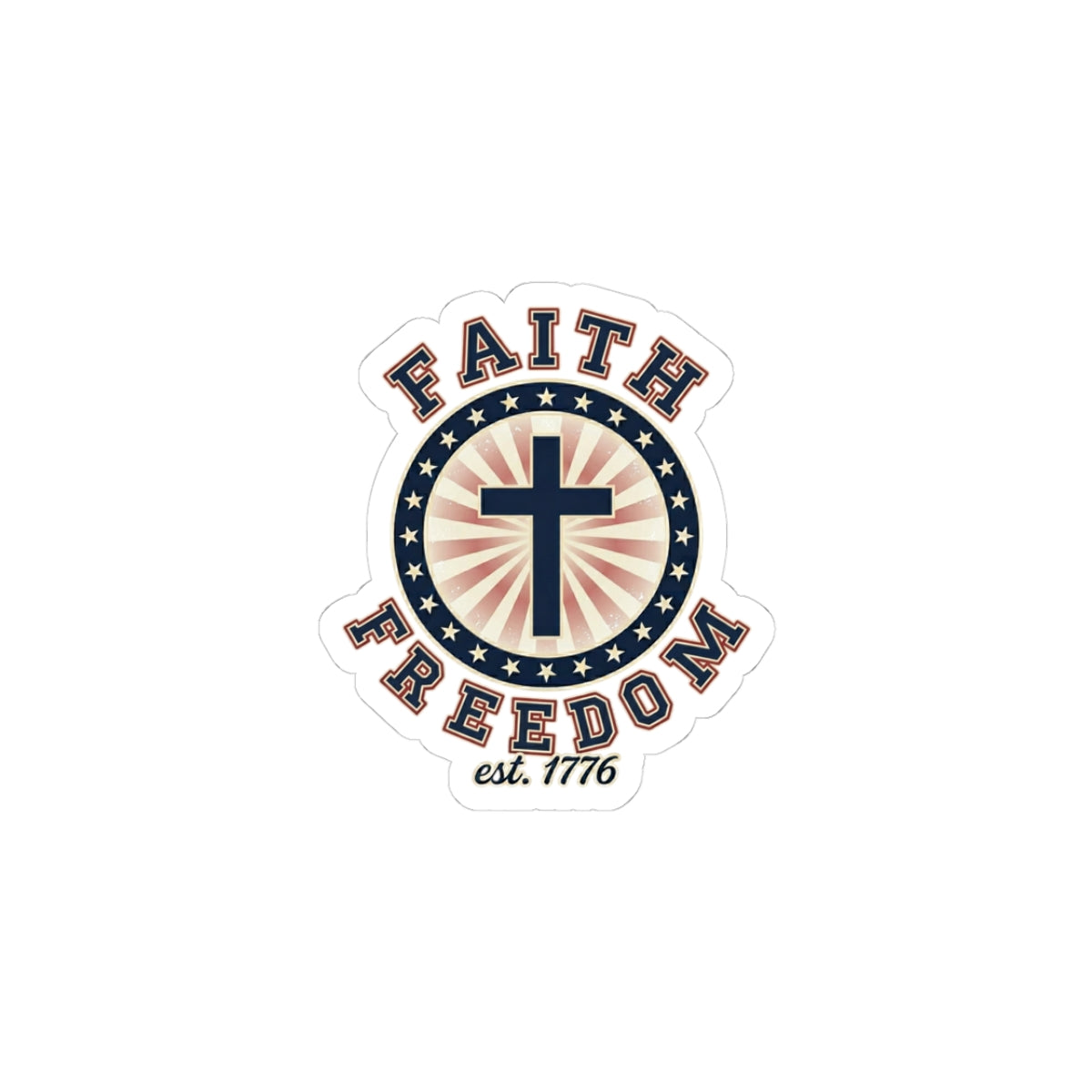 Faith & Freedom Cross Sticker | Patriotic, Faith-Based 4th of July