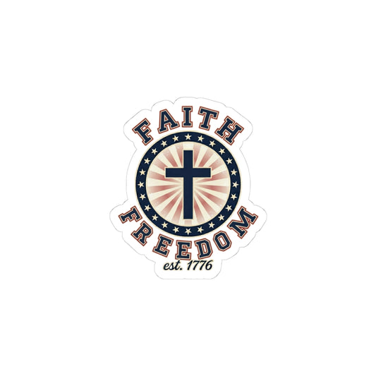 Faith & Freedom Cross Sticker | Patriotic, Faith-Based 4th of July