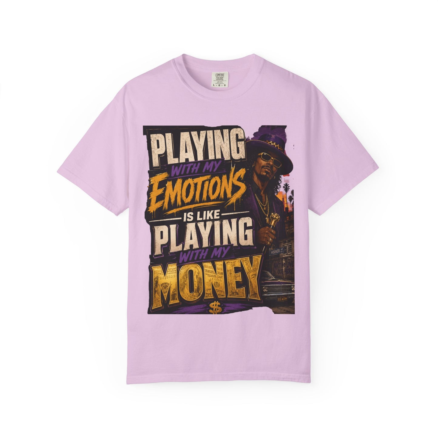Playing with My Emotions Is Like Playing with My Money T-Shirt — Retro Pimp Illustration Graphic Tee