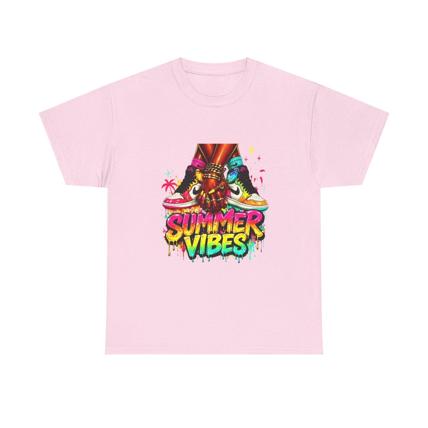 Summer Vibes T-Shirt — Colorful Tropical Skateboard Graphic Tee