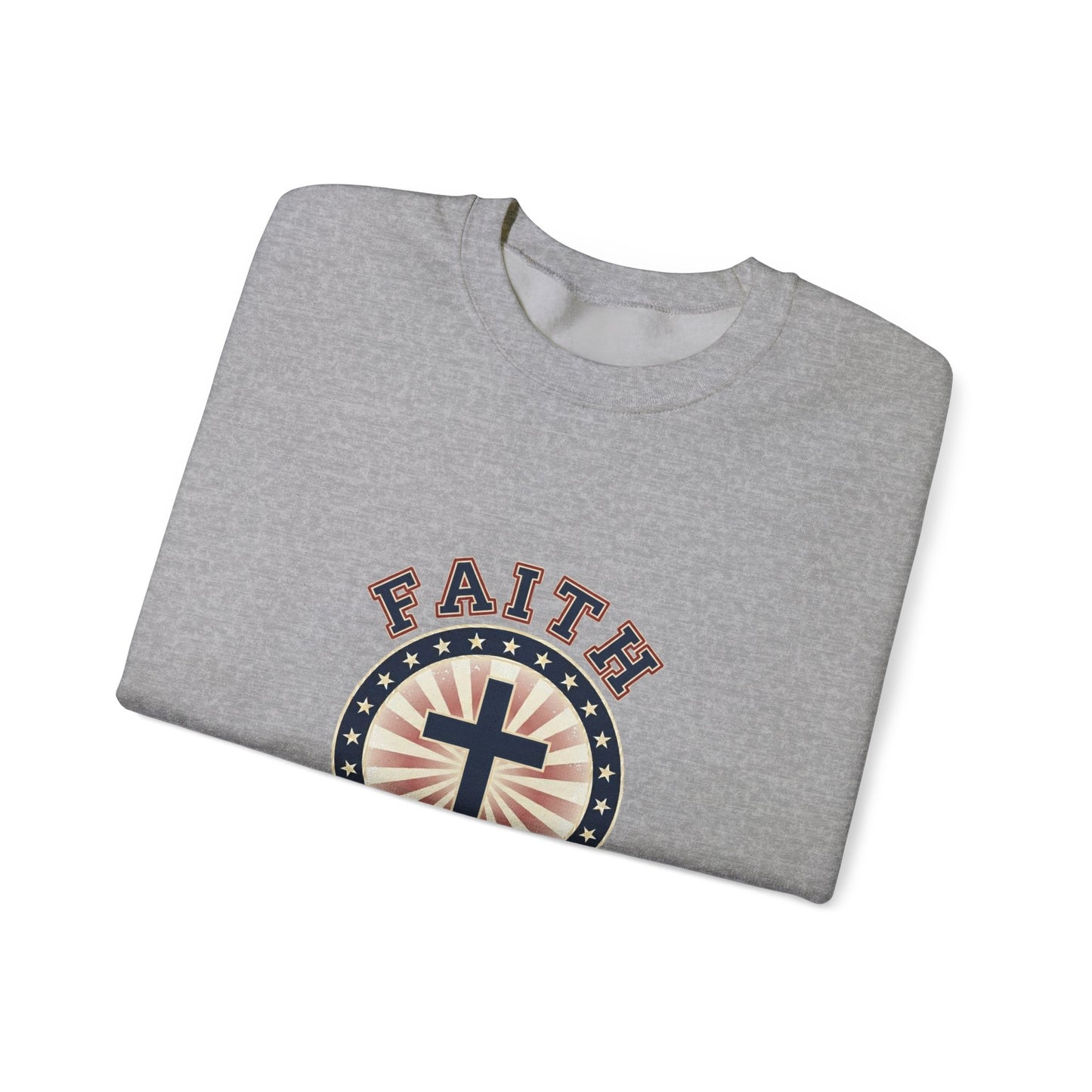 Faith & Freedom Cross Crewneck Sweatshirt, patriotic faith-based vintage Americana