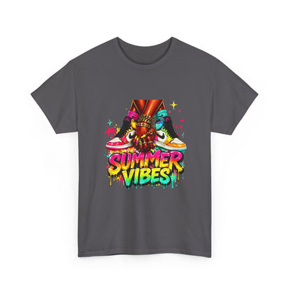 Summer Vibes T-Shirt — Colorful Tropical Skateboard Graphic Tee