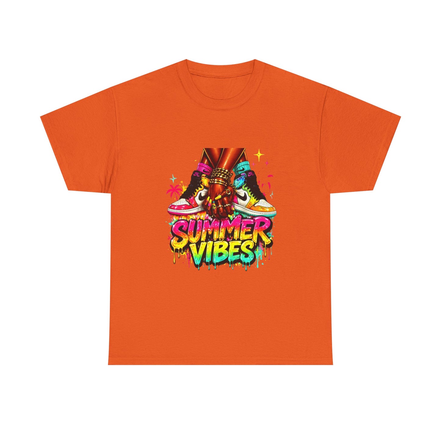 Summer Vibes T-Shirt — Colorful Tropical Skateboard Graphic Tee