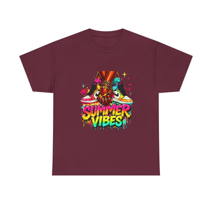 Summer Vibes T-Shirt — Colorful Tropical Skateboard Graphic Tee