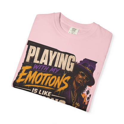 Playing with My Emotions Is Like Playing with My Money T-Shirt — Retro Pimp Illustration Graphic Tee