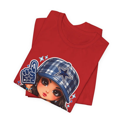 Cowboys Fan Girl T‑Shirt — Cute Tattooed Cheerleader Design