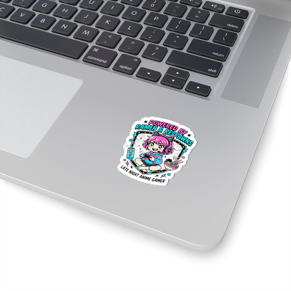 Powered by Ramen & Respawns Sticker | Anime Aesthetic, Chibi Gamer