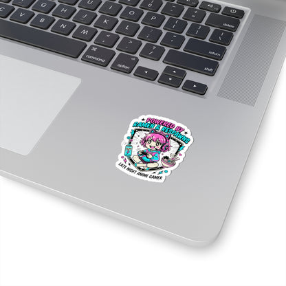 Powered by Ramen & Respawns Sticker | Anime Aesthetic, Chibi Gamer