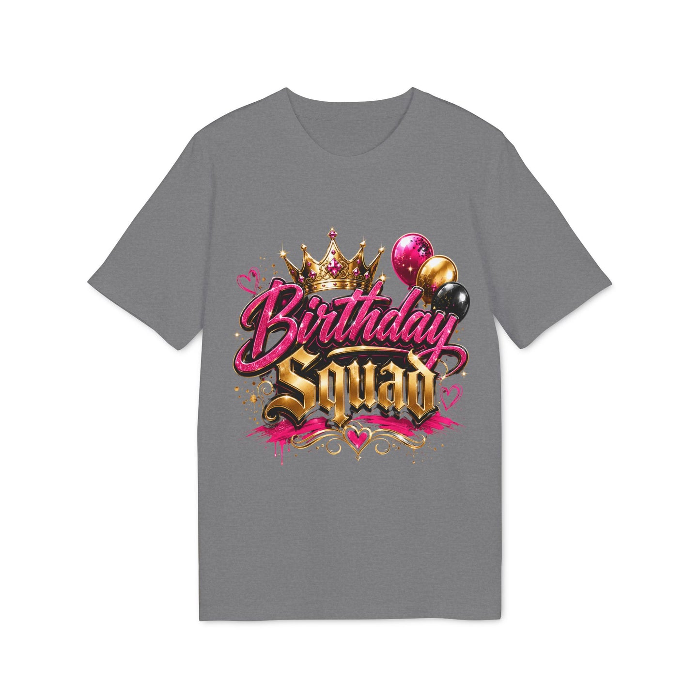 Birthday Squad T-Shirt — Glam Crown & Balloons Party Tee