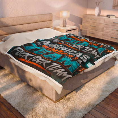 Velveteen Blanket — "America's Number 1 Team / F*** Your Team" Graphic Plush Throw