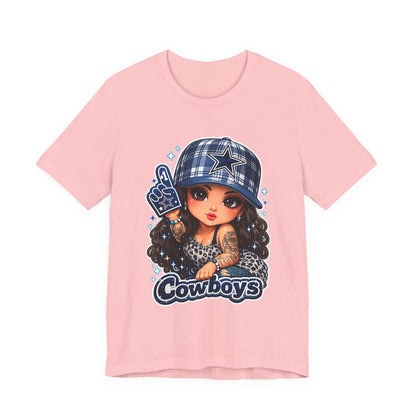 Cowboys Fan Girl T‑Shirt — Cute Tattooed Cheerleader Design