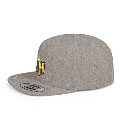 Snapback Hat — Gold Crown Shield Logo Flat Bill Cap