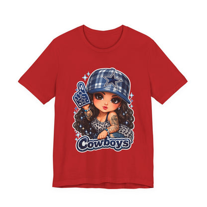 Cowboys Fan Girl T‑Shirt — Cute Tattooed Cheerleader Design