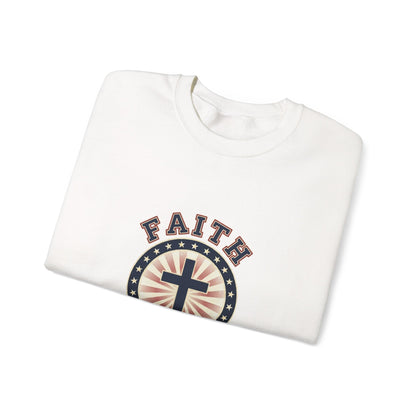 Faith & Freedom Cross Crewneck Sweatshirt, patriotic faith-based vintage Americana