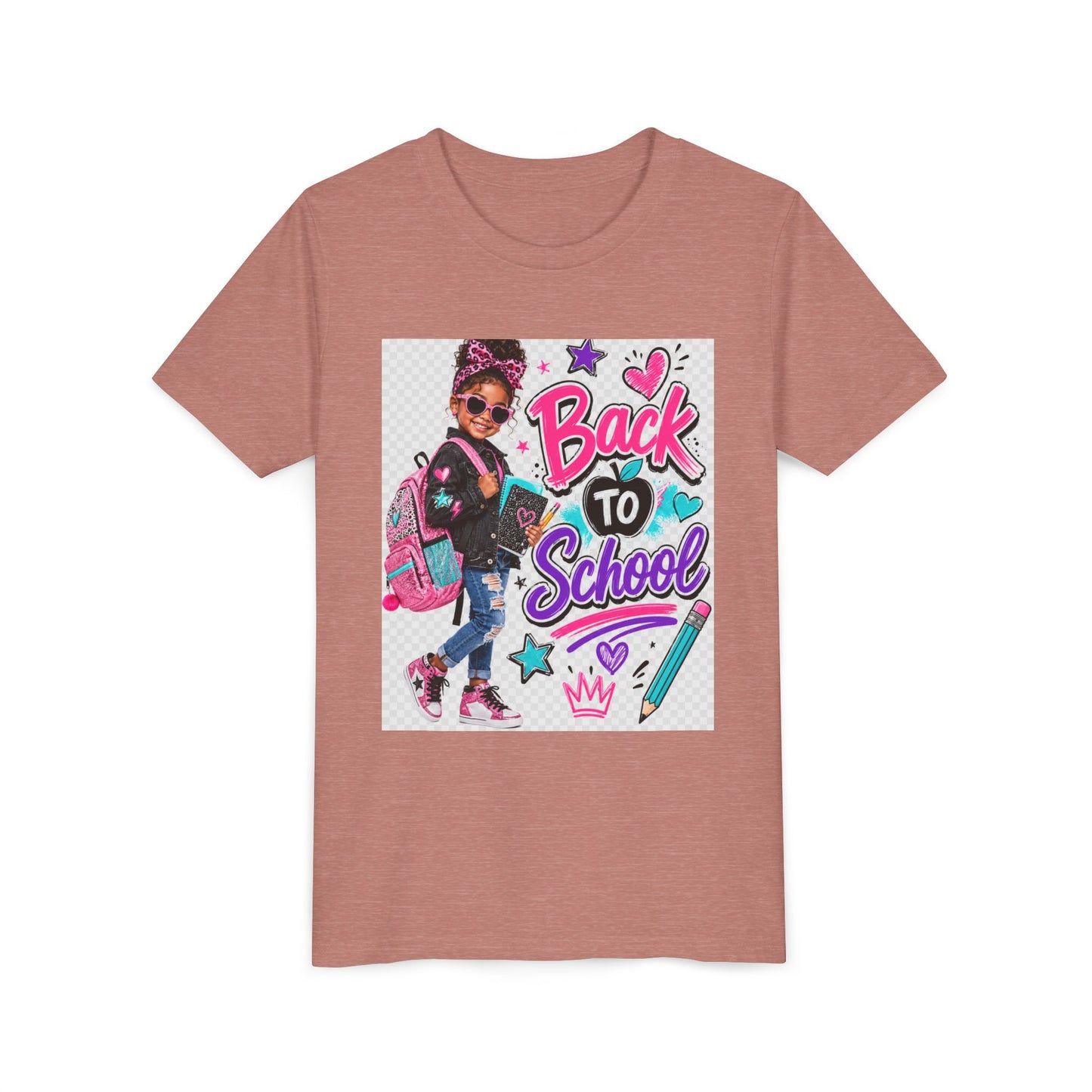 Back to School Kids Tee — Colorful Girl Backpack Design