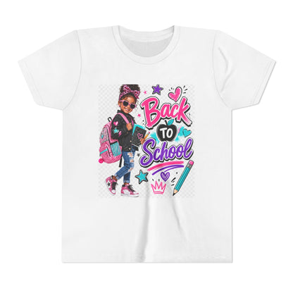 Back to School Kids Tee — Colorful Girl Backpack Design
