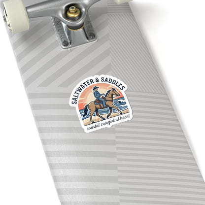 Coastal Cowgirl Horse Sticker | western, ranch rustic kiss-cut