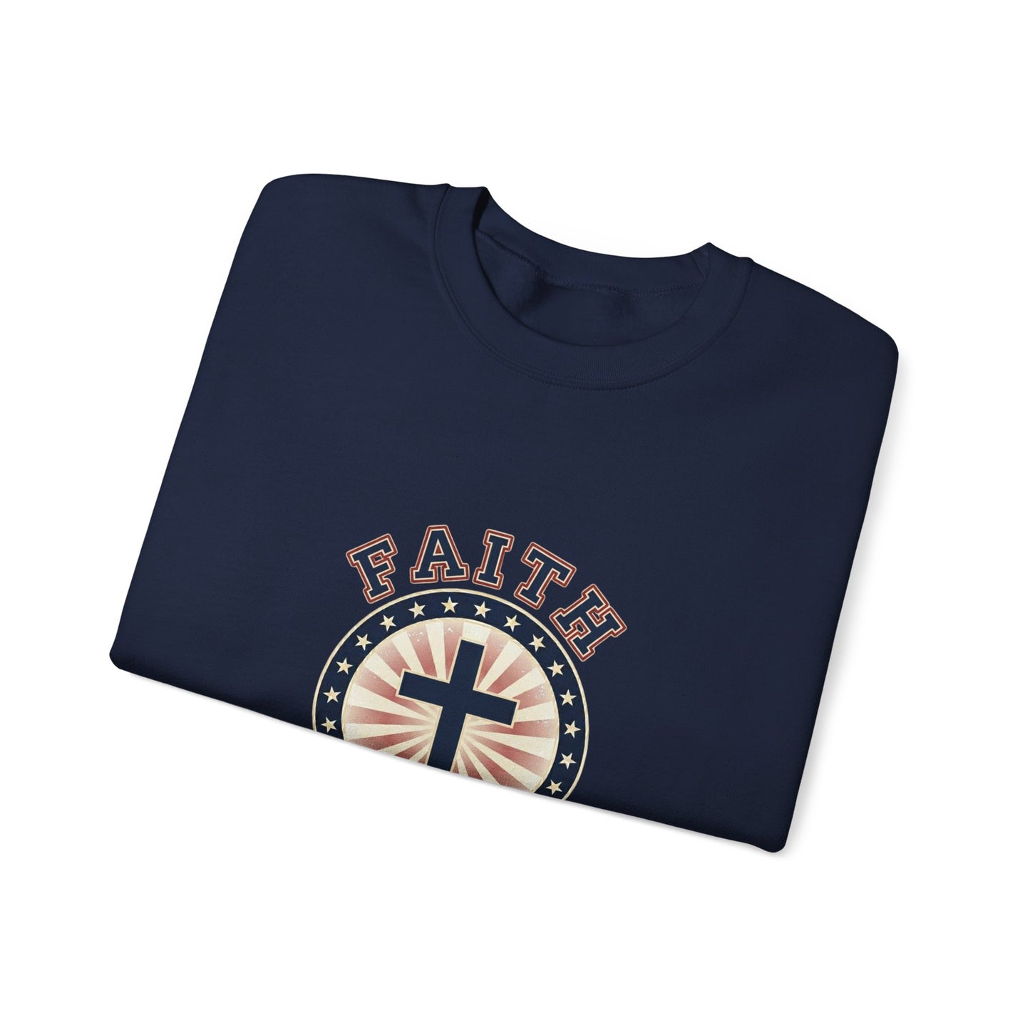 Faith & Freedom Cross Crewneck Sweatshirt, patriotic faith-based vintage Americana