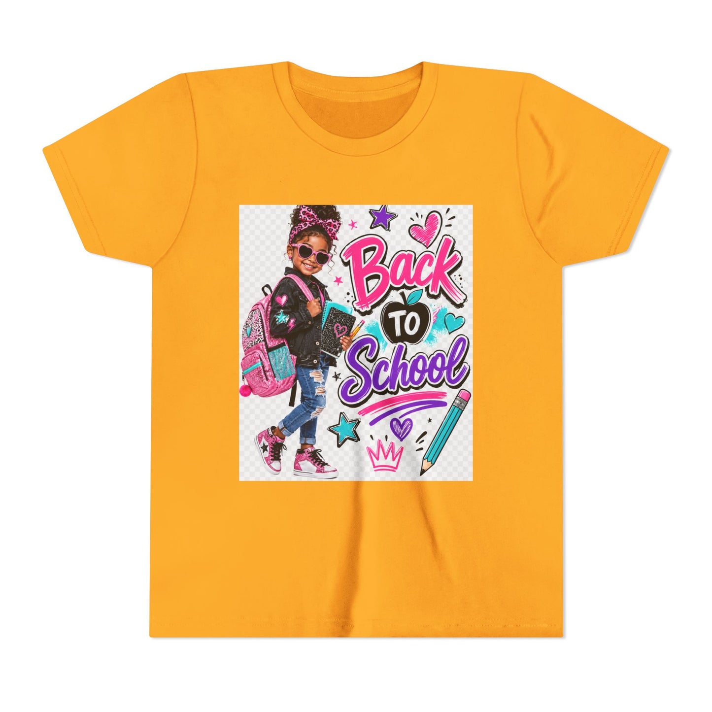 Back to School Kids Tee — Colorful Girl Backpack Design