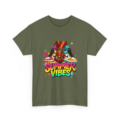 Summer Vibes T-Shirt — Colorful Tropical Skateboard Graphic Tee