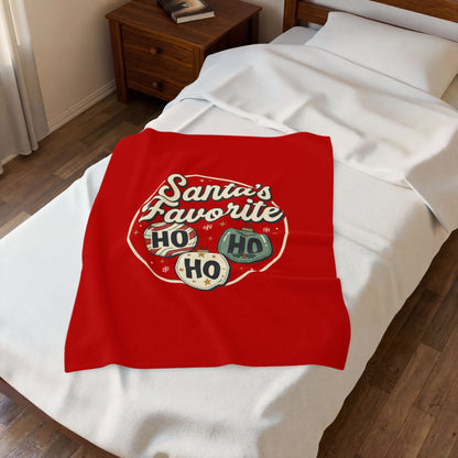 Velveteen Blanket — "Santa's Favorite" HO HO HO Christmas Plush Throw