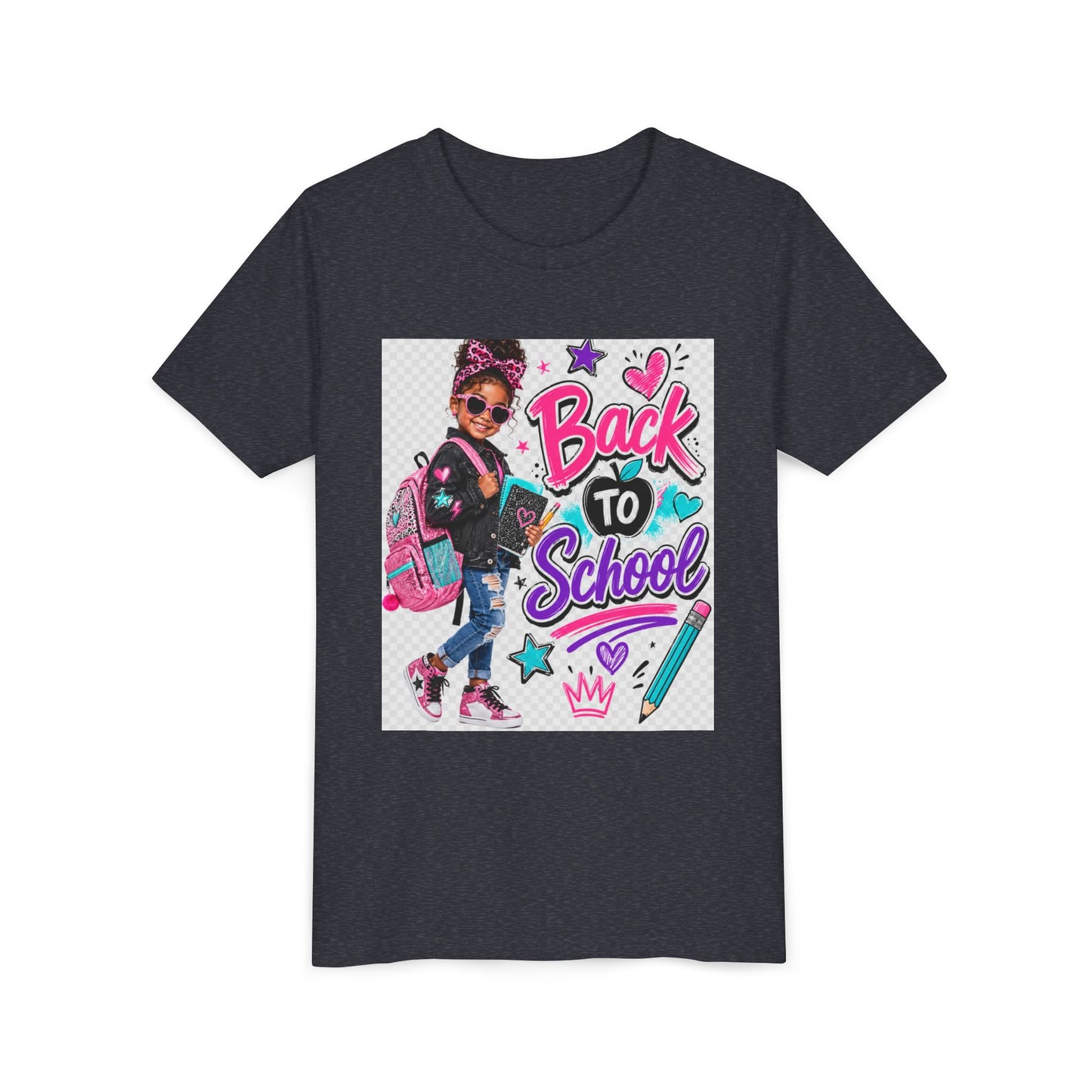 Back to School Kids Tee — Colorful Girl Backpack Design