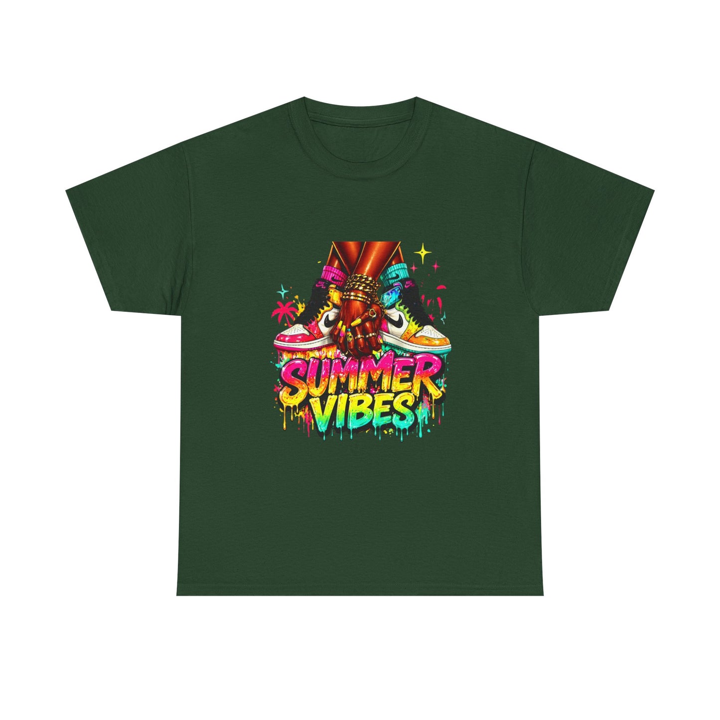 Summer Vibes T-Shirt — Colorful Tropical Skateboard Graphic Tee