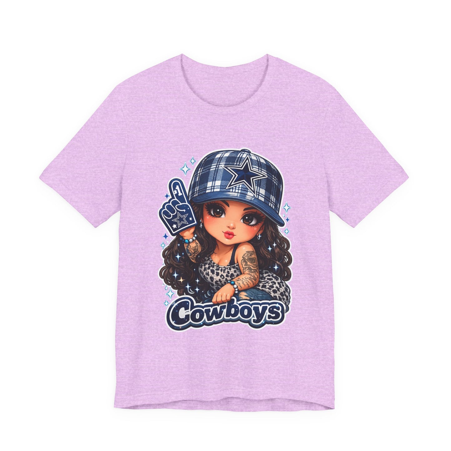 Cowboys Fan Girl T‑Shirt — Cute Tattooed Cheerleader Design