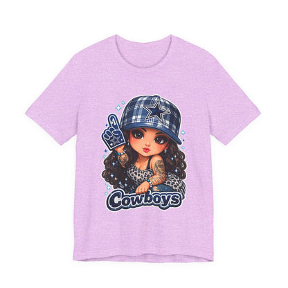 Cowboys Fan Girl T‑Shirt — Cute Tattooed Cheerleader Design