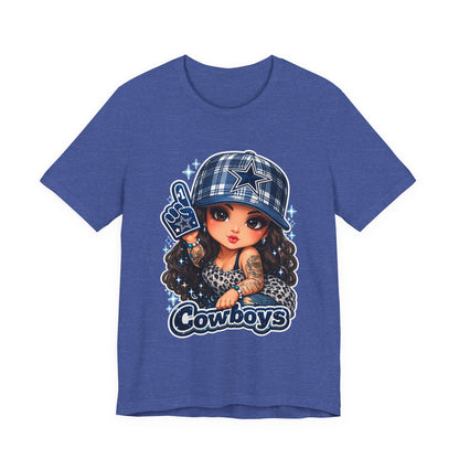 Cowboys Fan Girl T‑Shirt — Cute Tattooed Cheerleader Design