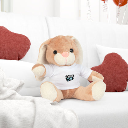 I Love You Plush Bear — Cute Teddy with Graphic T‑Shirt (Valentine’s Gift)