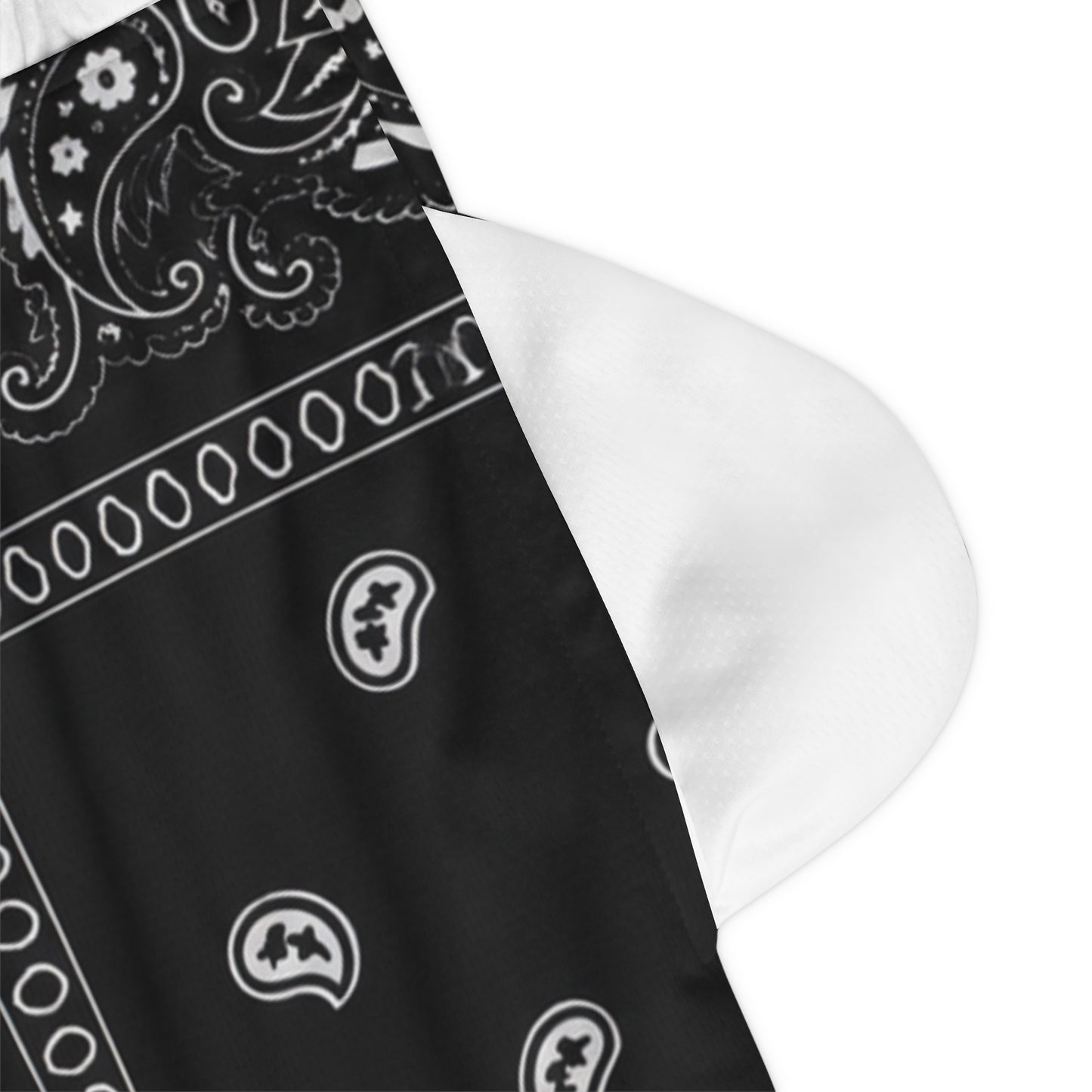 Black Bandana Paisley Basketball Shorts - AOP Rib Athletic Shorts