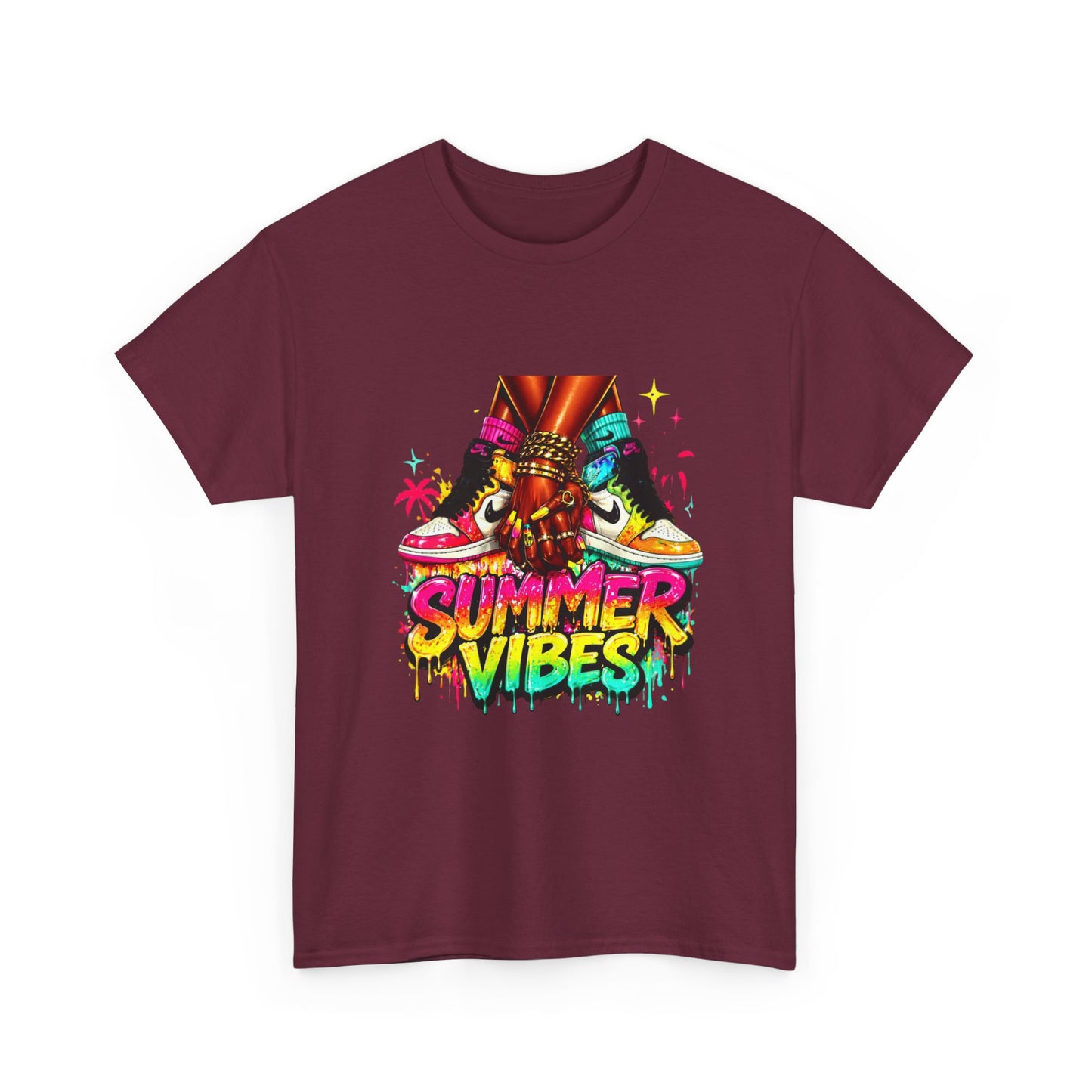 Summer Vibes T-Shirt — Colorful Tropical Skateboard Graphic Tee