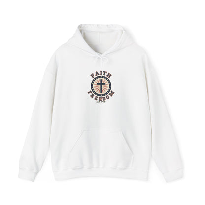 Faith & Freedom Cross Hoodie | Patriotic, Faith-Based, Vintage Americana
