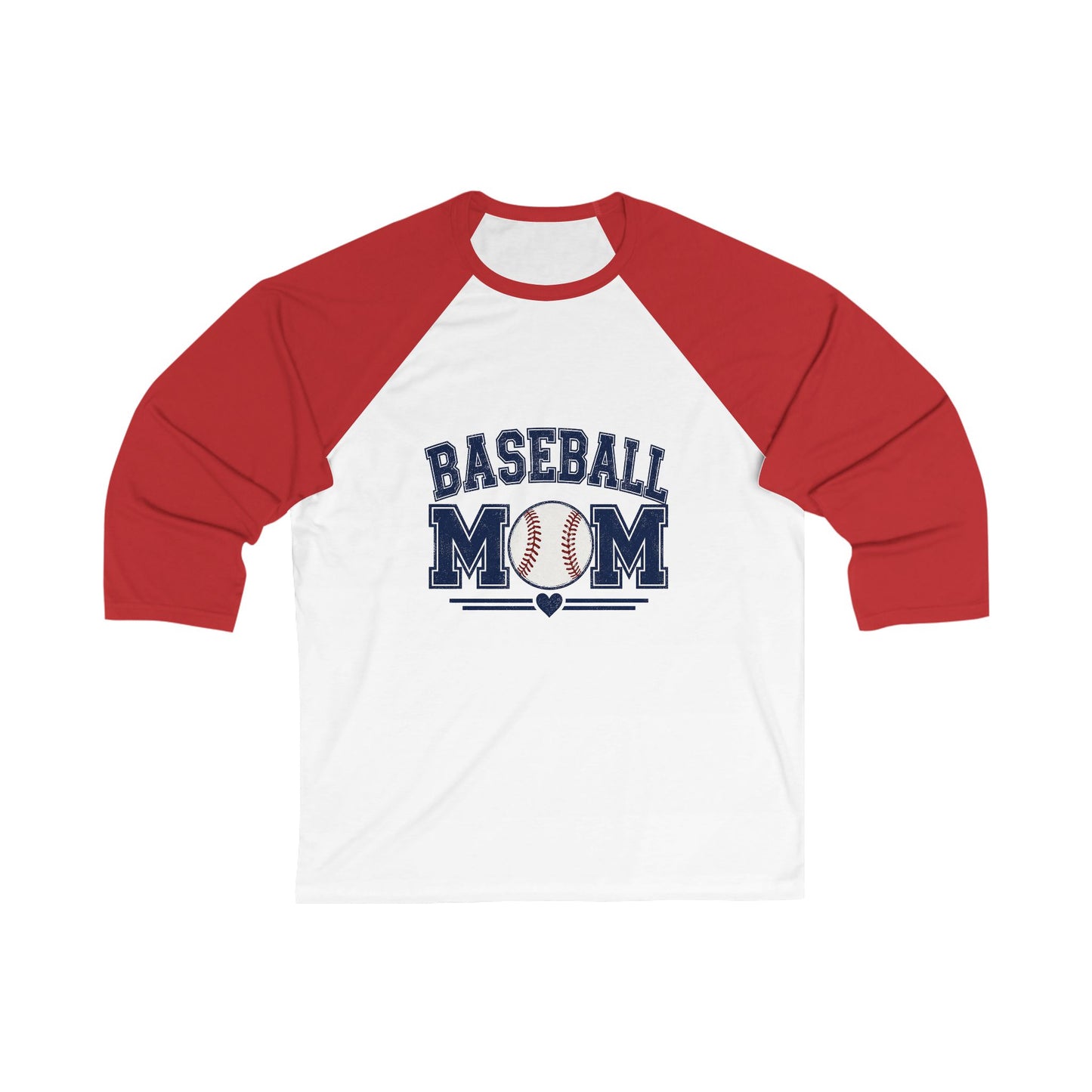 Baseball Mom Raglan Tee — Red & White 3/4 Sleeve Baseball Shirt