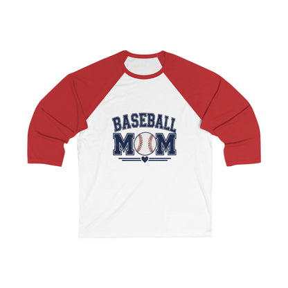 Baseball Mom Raglan Tee — Red & White 3/4 Sleeve Baseball Shirt