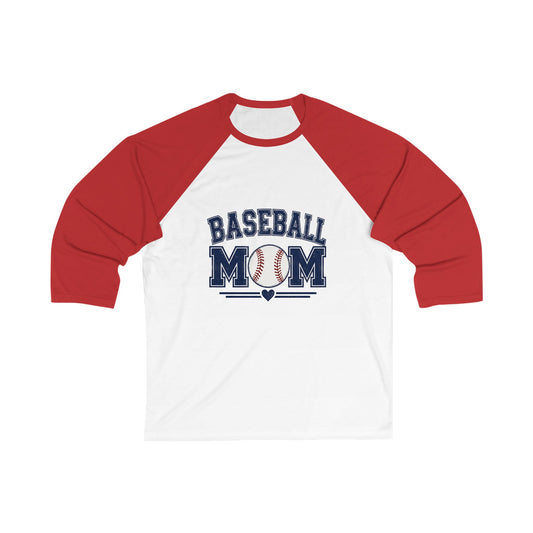 Baseball Mom Raglan Tee — Red & White 3/4 Sleeve Baseball Shirt