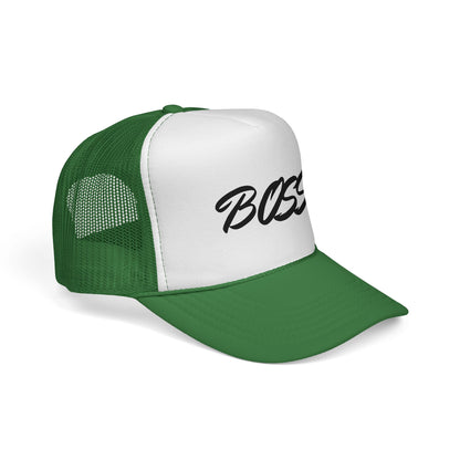 BOSS Trucker Cap — Bold Script Mesh Back Hat for Leaders & Street Style