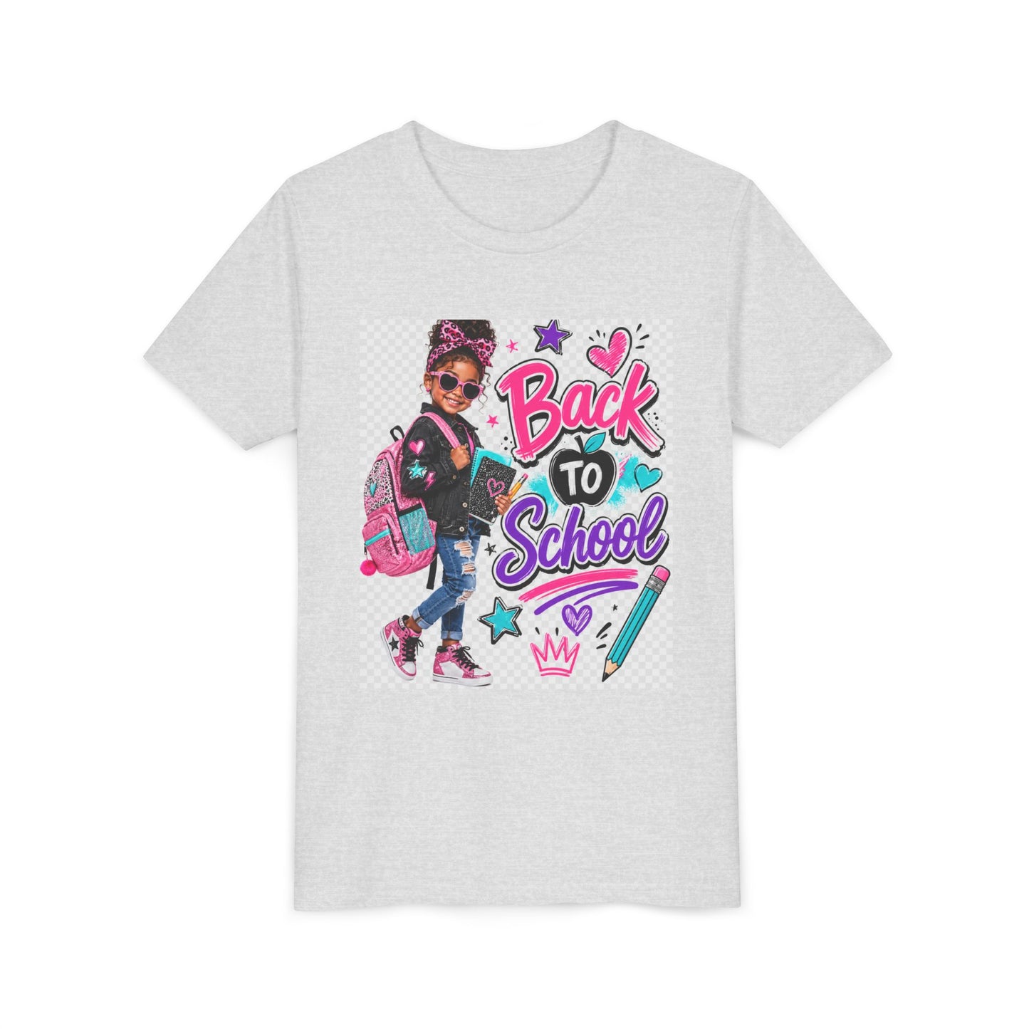 Back to School Kids Tee — Colorful Girl Backpack Design