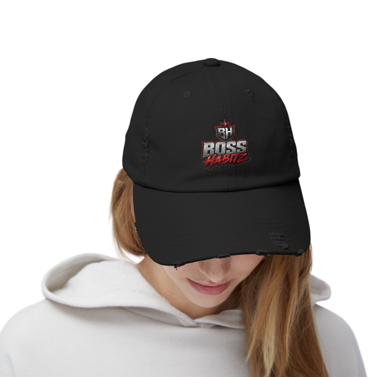 Boss Habitz Distressed Cap — Embroidered Logo Baseball Hat