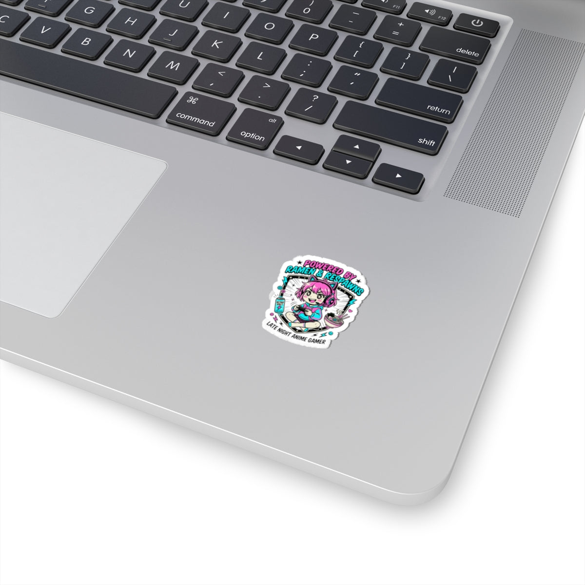 Powered by Ramen & Respawns Sticker | Anime Aesthetic, Chibi Gamer