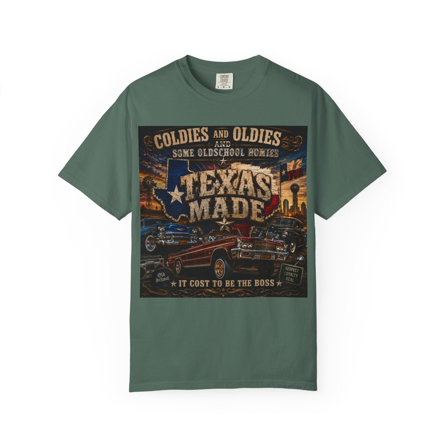 Texas Made Vintage Car T-Shirt — "Hello Motha Fuckaaaa" Back Print