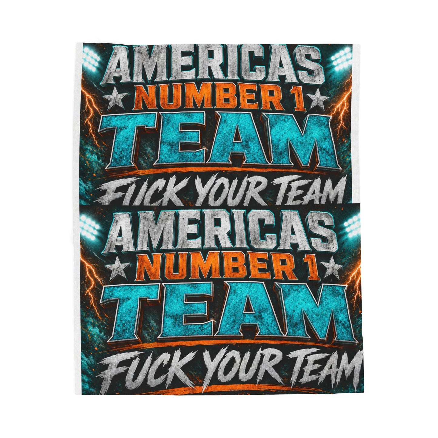 Velveteen Blanket — "America's Number 1 Team / F*** Your Team" Graphic Plush Throw