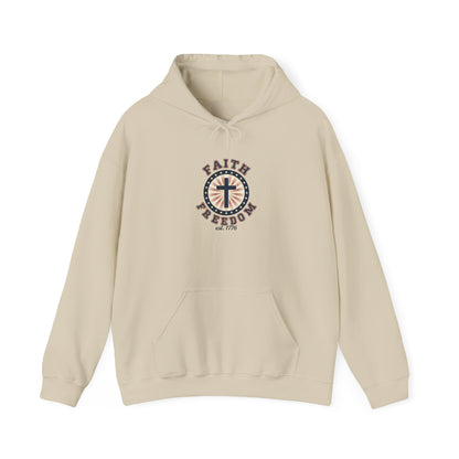Faith & Freedom Cross Hoodie | Patriotic, Faith-Based, Vintage Americana